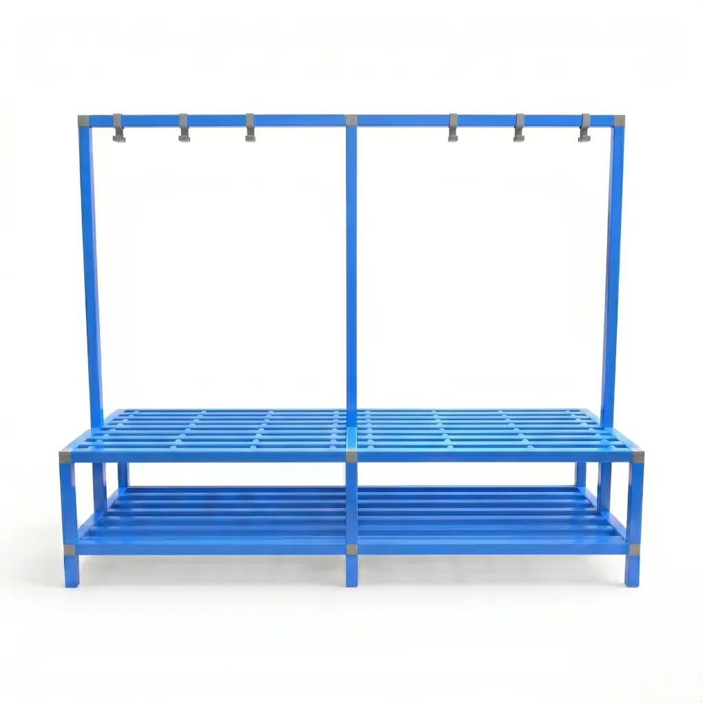 Banc double combiné avec portemanteau en pvc pour piscine