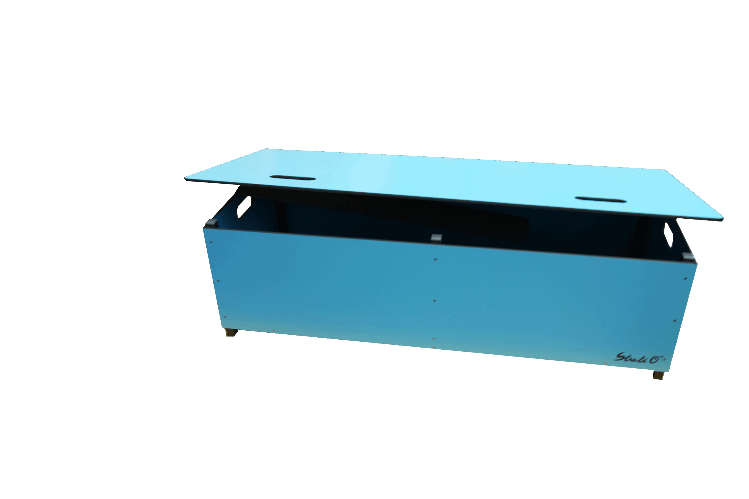 4210 4214 Banc coffre stratifié compact ouvert turquoise